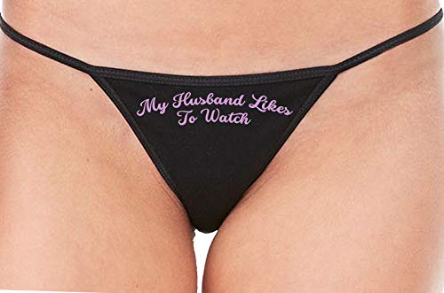 Knaughty Knickers My Husband Likes To Watch Swinger Black String Thong Panty