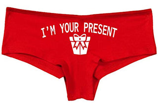 Knaughty Knickers I AM YOUR PRESENT IM I WILL BE GIFT Slutty Red Panties