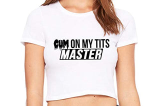 Knaughty Knickers Cum On My Tits Master Submissive Slut White Crop Tank Top