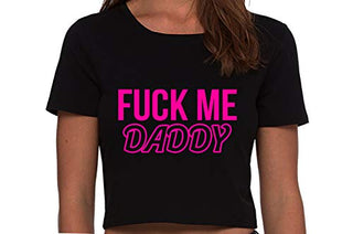 Knaughty Knickers Fuck Me Hard Daddy Pound Me Master Black Cropped Tank Top