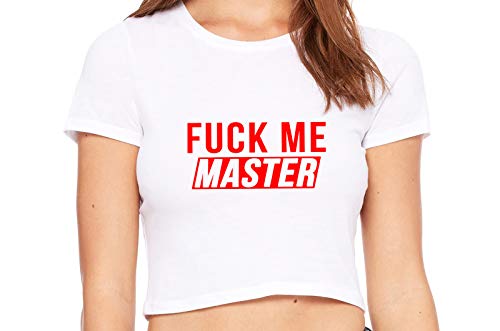 Knaughty Knickers Fuck Me Master Give It to Me Please White Crop Tank Top