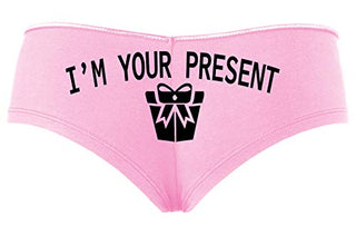 Knaughty Knickers I AM YOUR PRESENT IM I WILL BE GIFT Baby Pink Slutty Panties