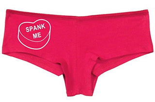 Knaughty Knickers Women's Spank Me Valentines Candy Heart Hot Sexy Boyshort Fuchsia Pink/Black