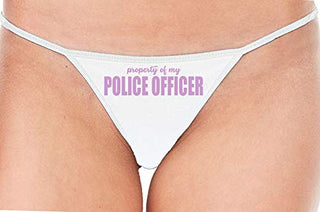 Knaughty Knickers Property of My Police Officer LEO Wife White String Thong