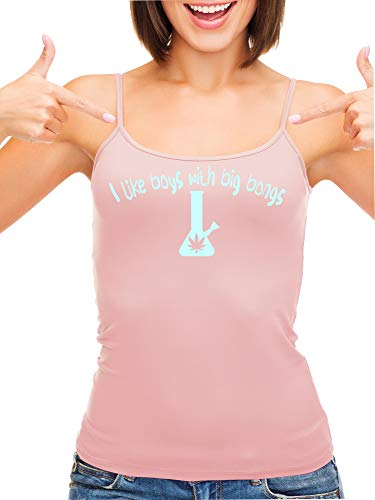 Knaughty Knickers I Like Boys With Big Bongs Pot Weed Pink Camisole Tank Top