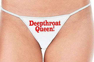 Knaughty Knickers Deepthroat Queen Deep Throat Expert White String Thong Panty