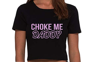 Knaughty Knickers Choke Me Daddy Obedient Submissive Black Cropped Tank Top