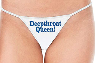 Knaughty Knickers Deepthroat Queen Deep Throat Expert White String Thong Panty