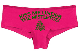 Knaughty Knickers Kiss Me Under The Mistletoe Christmas Sexy Fun Pink Boyshort