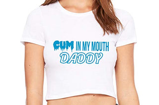 Knaughty Knickers Cum In My Mouth Daddy Oral Blow Job White Crop Tank Top