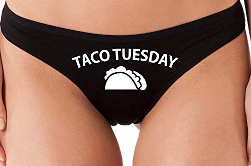 Knaughty Knickers Eat My Taco Tuesday Lick Me Oral Sex Black Thong Underwear