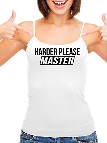 Knaughty Knickers Give It To Me Harder Please Master White Camisole Tank Top