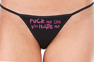 Knaughty Knickers Fuck Me Like You Hate Me Hard Angry Black String Thong Panty