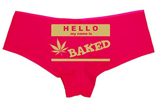 Knaughty Knickers Women's Hello My Name is Baked Weed Hot Sexy Boyshort