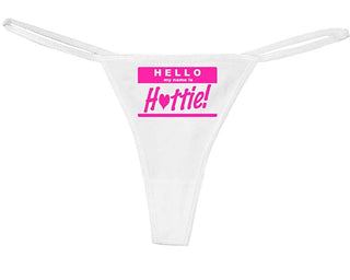 Knaughty Knickers Women's Hello My Name Hottie Tag Label Funny Thong