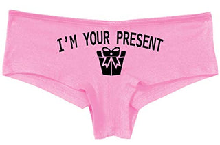 Knaughty Knickers I AM YOUR PRESENT IM I WILL BE GIFT Pink Boyshort Panties