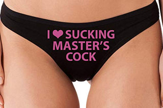 Knaughty Knickers I Love Sucking Masters Cock Blowjob Slut Black Thong Underwear