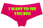 Knaughty Knickers I Want To See You Beg On Your Knees Hot Pink Slutty Panties
