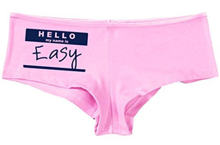 Kanughty Knickers Women's Hello My Name is Easy Fun Booty Hot Sexy Boyshort Soft Pink