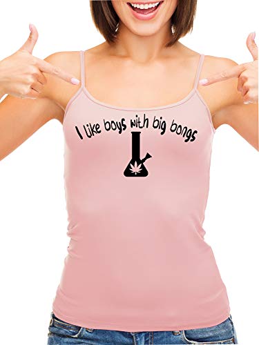 Knaughty Knickers I Like Boys With Big Bongs Pot Weed Pink Camisole Tank Top