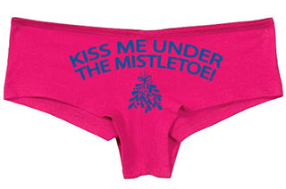 Knaughty Knickers Kiss Me Under The Mistletoe Christmas Sexy Fun Pink Boyshort