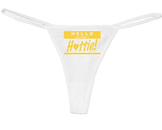 Knaughty Knickers Women's Hello My Name Hottie Tag Label Funny Thong