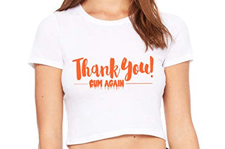 Knaughty Knickers Thank You Cum Again Sexy Flirty Cumslut White Crop Tank Top