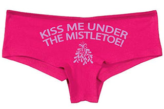 Knaughty Knickers Kiss Me Under The Mistletoe Christmas Sexy Fun Pink Boyshort