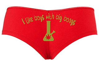 Knaughty Knickers I Like Boys With Big Bongs Pot Weed Slutty Red Boyshort