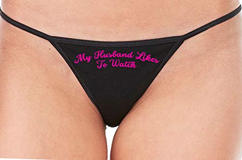 Knaughty Knickers My Husband Likes To Watch Swinger Black String Thong Panty