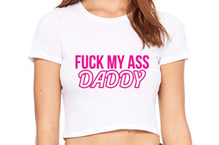 Knaughty Knickers Fuck My Ass Daddy Anal Sex Submissive White Crop Tank Top