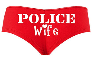 Knaughty Knickers Police Wife Sheriff LEO Thin Blue Line Cute Sexy Red Boyshort