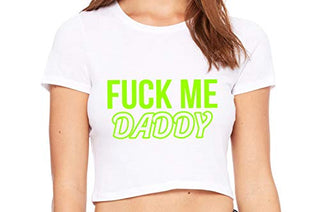 Knaughty Knickers Fuck Me Hard Daddy Pound Me Master White Crop Tank Top