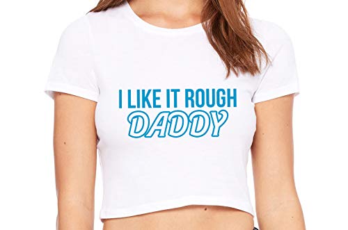 Knaughty Knickers I Like It Rough Daddy Spank Dominate White Crop Tank Top