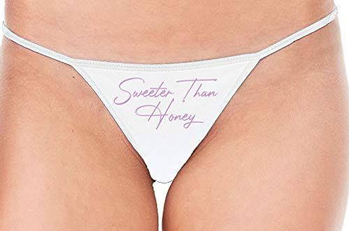 Knaughty Knickers Sweeter Than Honey Cute Oral Flirty White String Thong Panty