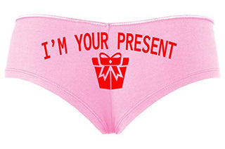 Knaughty Knickers I AM YOUR PRESENT IM I WILL BE GIFT Baby Pink Slutty Panties