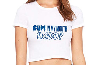 Knaughty Knickers Cum In My Mouth Daddy Oral Blow Job White Crop Tank Top