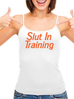 Knaughty Knickers Slut in Training Keep Slutty HotWife White Camisole Tank Top