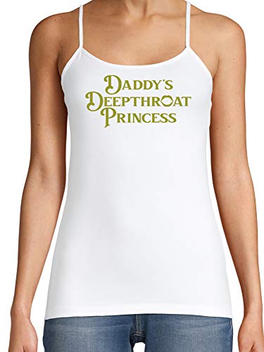 Knaughty Knickers Daddys Deepthroat Princess DDLG White camisole Tank Top