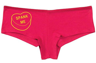 Knaughty Knickers Women's Spank Me Valentines Candy Heart Hot Sexy Boyshort Fuchsia Pink/Black