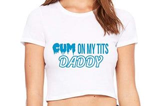 Knaughty Knickers Cum On My Tits Daddy Cum Play Cum Slut White Crop Tank Top