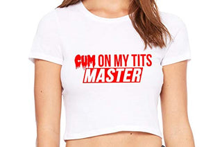 Knaughty Knickers Cum On My Tits Master Submissive Slut White Crop Tank Top