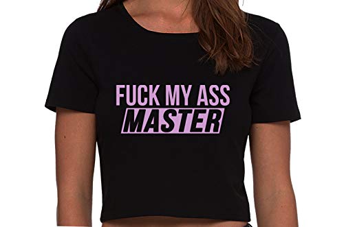 Knaughty Knickers Fuck My Ass Master Anal Play Cumslut Black Cropped Tank Top