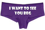 Knaughty Knickers I Want To See You Beg Get On Your Knees Slutty Purple Panties