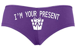 Knaughty Knickers I AM YOUR PRESENT IM I WILL BE GIFT Slutty Purple Boyshort