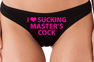 Knaughty Knickers I Love Sucking Masters Cock Blowjob Slut Black Thong Underwear