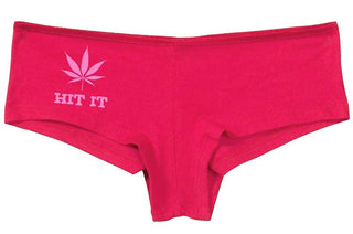 Knaughty Knickers Women's Hit It Pot Leaf Weed Rave Hot Sexy Boyshort Fuschia