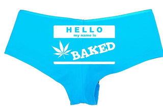 Knaughty Knickers Women's Hello My Name is Baked Weed Hot Sexy Boyshort