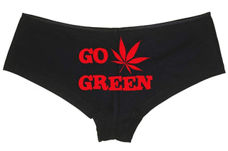 Knaughty Knickers Women's Go Green Pot Leaf Weed Hot Sexy Boyshort