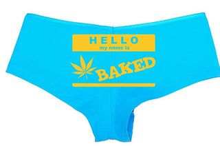 Knaughty Knickers Women's Hello My Name is Baked Weed Hot Sexy Boyshort